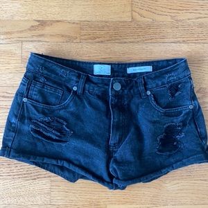 Black denim cotton on shorts